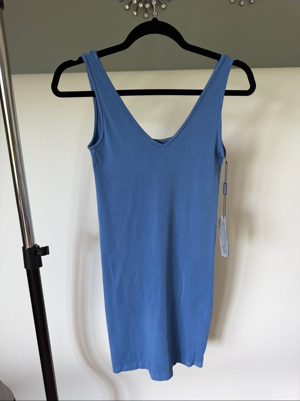 Blue V-Neck Mini Dress